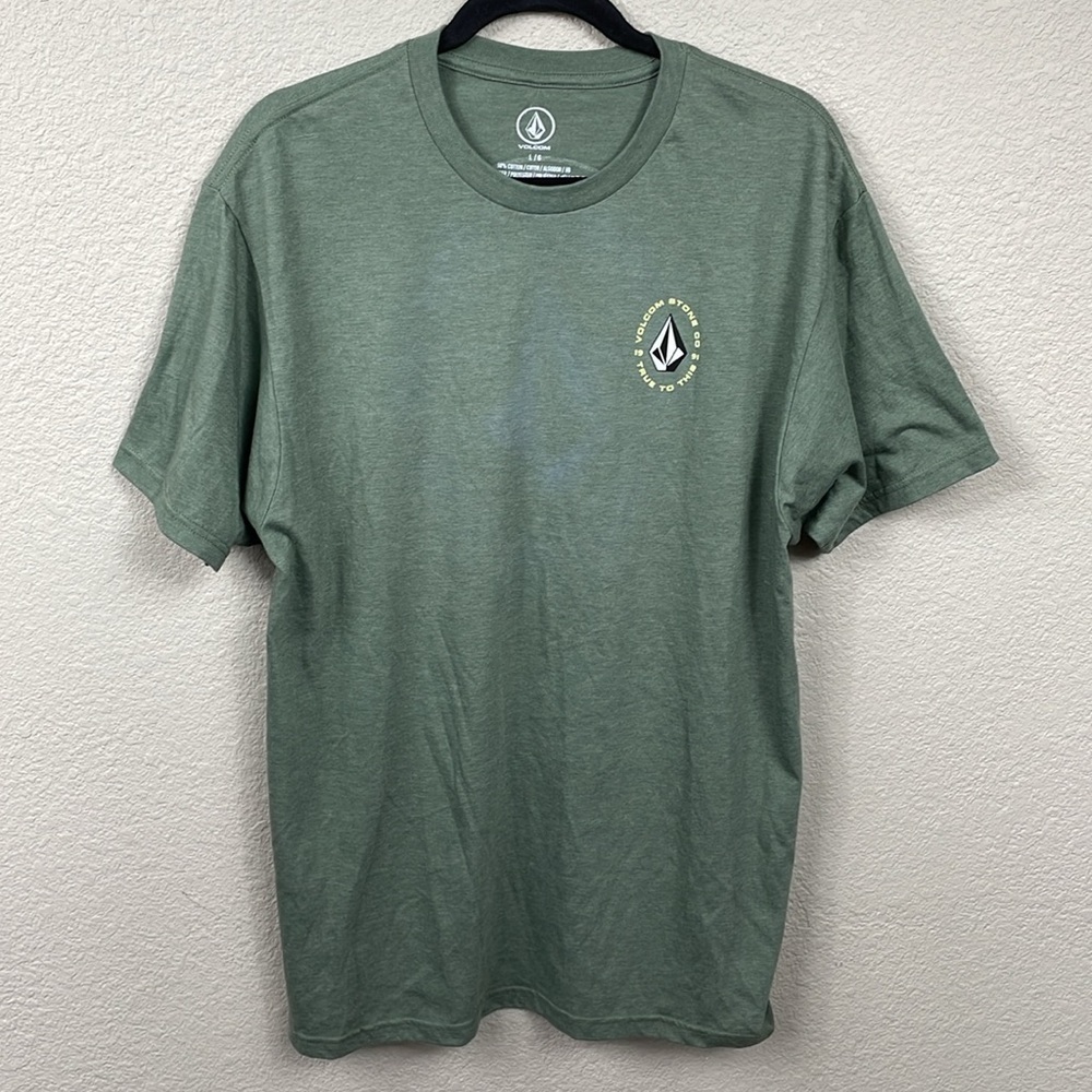Volcom True To This Graphic Tee T Shirt Short Sleeve Green Skater Sz L - Picture 2 of 9